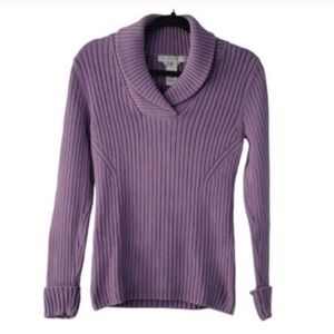 GEOFFREY BEENE Ribbed Purple Sweater Shirt Small